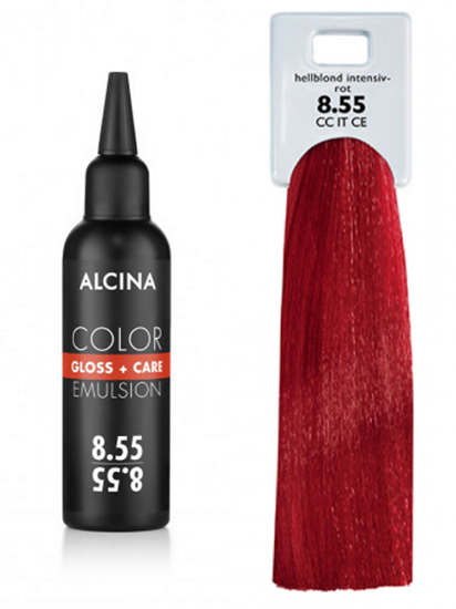 Obrázek Alcina - Tónovací emulze - Color Gloss + Care Emulsion 8.55 Světlá blond - intenzivní červená 100 ml