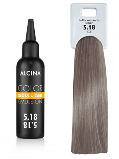 Obrázek Alcina - Tónovací emulze - Color Gloss + Care Emulsion 5.18 Světle hnědá - popelavá stříbrná 100 ml