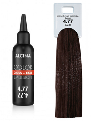 Obrázek Alcina - Tónovací emulze - Color Gloss + Care Emulsion 4.77 Středně hnědá - intenzivní hnědá 100 ml